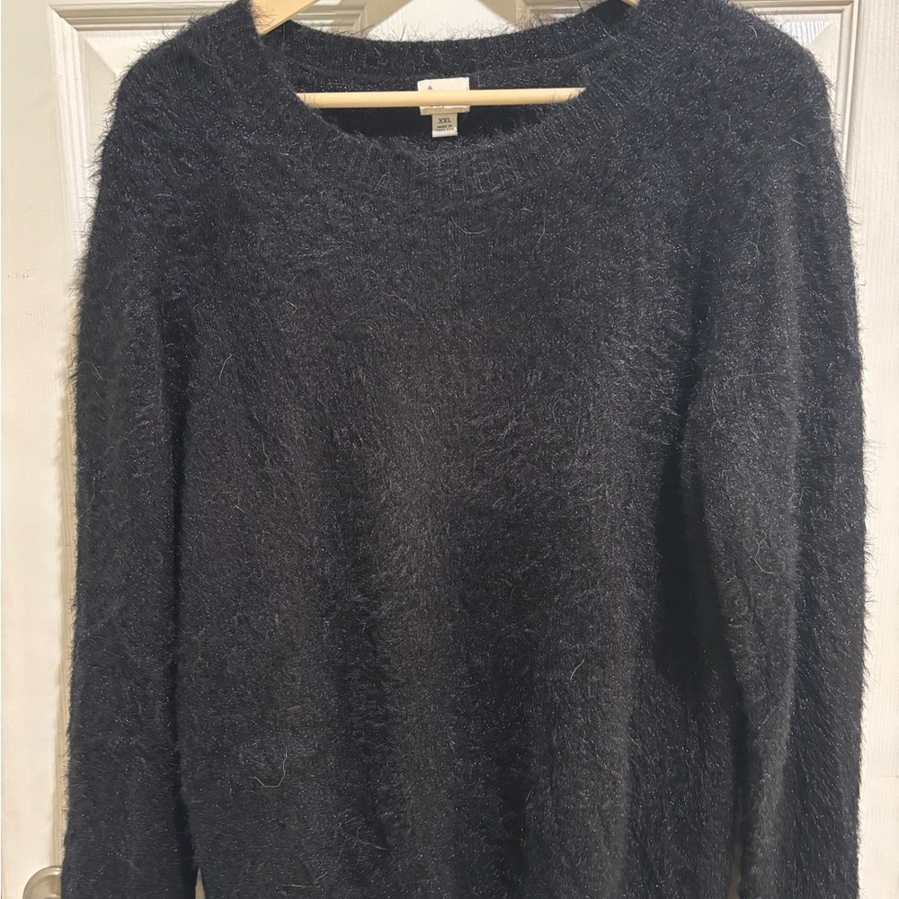 a new day Fuzzy Black Crew Neck Sweater